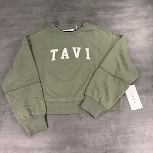 Tavi Active Sweatshirt Womens Small French Terry Leaf Sage Green Logo NEW $98